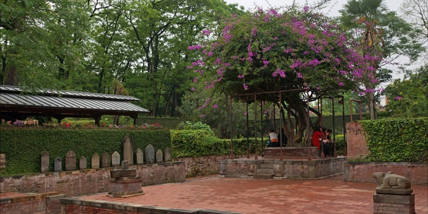 Pre-wedding photoshoot at Patan Museum Garden, scenic wedding venue near Kathmandu offering affordable wedding price options.