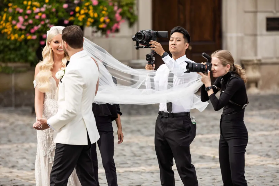 Wedding photography team in Nepal including photographers, bride and groom