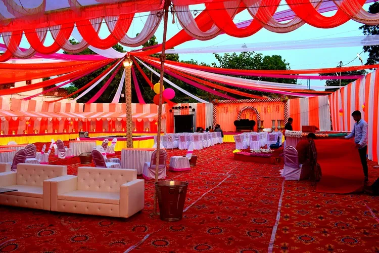 Beautiful wedding venue setup in Nepal ready for ceremony